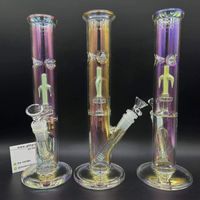 Wholesale Tall Hookahs Unique Glass Bongs Water Pipes Handmade Bubbler Rainbow glass Water Bongs Branch Dabber Recycler Dab Rig mm Bowl inchs