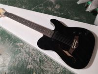 Wholesale TL strings guitar black guitar semi hollow body rosewood wood bridge switch black pickups chrome button