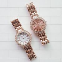 Wholesale Wristwatches High Quality Female Watch Rose Gold Chain Alloy Watch Europe Big Diamond Dial Women Quartz