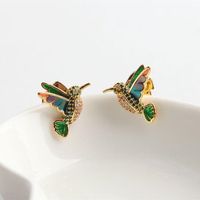 Wholesale European ks Style Jewelry hummingbird Studs Earrings for fashion women
