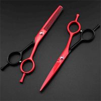 Wholesale professional inch Two tailed Piano paint hair scissors set makas thinning shears cutting barber tools hairdressing scissors