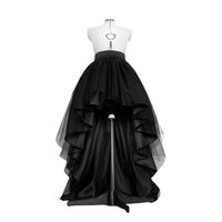 Wholesale Casual Dresses High Low Black Tulle Asymmetrial Hem Tutu Layered Wedding Bridal Gown Waist Pleated Prom Gala Stylish Saia