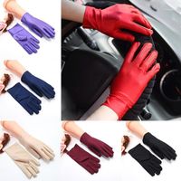 Wholesale Five Fingers Gloves Spandex Summer Short Women Men Thin Stretch Sun Protection Full Finger Mitten Black Sexy Etiquette Driving Jewelry