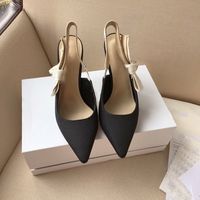 Wholesale Classic High heeled sandals Gladiator Leather summer Women Fine heel Heels shoe Fashion sexy letter cloth lady Webbing Pointed shoes Large size With box