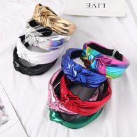 Wholesale New PU Leather Headbands Gold Silver Knotted Hairbands Glitter Headband Solid Color Leather Hair Hoop Women Hair accessories
