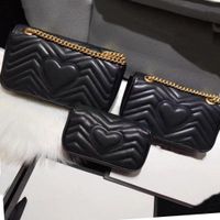 Wholesale 2021 Ladies Luxury Designer Marmont Ladies Bag Shoulder Bag Handbag Classic Leather Heart Shaped Gold Chain Tote Bag Wallet