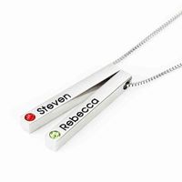 Wholesale Custom Vertical Bar Necklace for Mom Personalized Name Necklace Birthstone Jewelry Necklace for Coupl