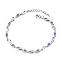 Wholesale S925 Sterling Silver Bracelets Beads Crystal Purple Love Fashion Bracelet for Women