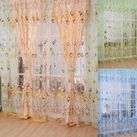 Wholesale Curtain Drapes Fashion Tulip Window Door Scarf Valances Sheer Beads Tassel Home Textile