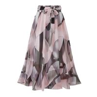 Wholesale Skirts OUMOWEI Floral Chiffon Skirt Long Print Skirt Full Fairy