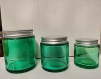 Wholesale green glass bottle jar with aluminum lid g g g diy candle cream wax container large storage custom stickerss