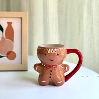 Wholesale Mugs Gingerbread Man Mug Cartoon Cute Kawaii Christmas D Ceramic Cup Milk Coffee Water ml FWF11029