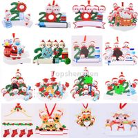 Wholesale 17 Style Upgraded Christmas Ornaments Decorations Quarantine Survivor Resin Ornament Creative Toys Tree Decor For Mask Snowman Hand Sanitized Family DIY Name