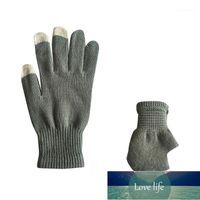 Wholesale Five Fingers Gloves Unisex Winter Cashmere Knit Silicone Non slip Thicken Warm Fleece Magic Windproof Glove Soft Stretchy