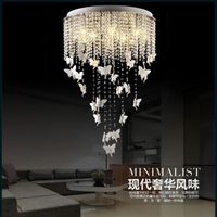 Wholesale Ceiling Lights LED Crystal Fixture Modern Lustre De Cristal Lamps Butterfly Design E14 Bulb For Foyer Illumination