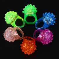 Wholesale Party Decoration PC Glowing Strawberry Rings Light LED Fluorescent Ring Finger Jelly Bumpy Flashing Bubble Rave