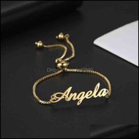 Wholesale Charm Bracelets Jewelry Lemegeton Personalized Custom Name Bracelet For Women Baby Girls Gold Color Stainless Steel Chain Christmas Drop Del