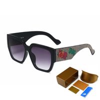 Wholesale Brand Design Trendy Square Sunglasses Women Street Shot Eyewear Rose Flower Legs Thick Frame Fashion Female Cool Sun Glasses Traveling Sunglass with boxes