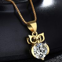 Wholesale Low Price New Big Shining Zircon Necklace Pendant Owl K Gold Plated Neck Chain Fashion Jewelry Set Fine Accessories Ornament