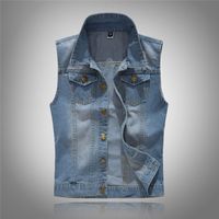 Wholesale Puimentiua Mens Denim Jeans Vest Coat Ripped Slim Pocket Sleeveless Jacket XL Spring Male Streetwear Cowboy Waistcoat Jackets