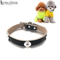 Wholesale Charm Bracelets Dog Collar Interchangeable Fashion Really Genuine Leather Retro Bracelet mm Snap Button Jewelry For Gift CM