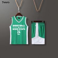 Wholesale boy child basketball unifrom clothes throwback Sport shirts shorts Team train Clothes Breathable