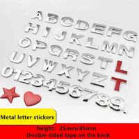 Wholesale 1Pcs D Metal mm mm DIY Letters Alphabet Emblem Numbers Chrome Labeling Car Sticker Digital Badge Accessories Motorcycle