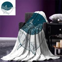 Wholesale Blankets Christmas Blanket Big Whale Swimming In A Wavy Ocean With Stars And Old Antique Warm Adults