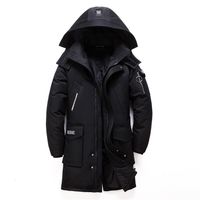 Wholesale Winter Men s Long White Duck Down Jacket Fashion Hooded Thick Warm Coat Male Big Red Blue Black Brand Clothes