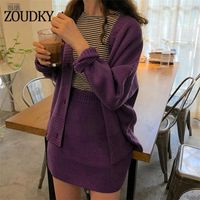 Wholesale Women s Sweaters Spring Summer High Quality Women Knitted Cardigan Female Sweater Outerwear Open Stitch Popcorn Two piece Set