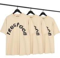 Wholesale Kanye West Men s T shirt Hip hop round neck Tees High Street Loose Casual Short Sleeve Fashion Foam Print Sunday Limited Western Same Style S XL women tee Cotton tops