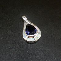 Wholesale Pendant Necklaces Hermosa Teardrop White Opal Blue Sapphire Silver Color Birthstone Jewelry Charm Necklace For Girls Women