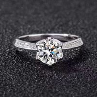 Wholesale Fashion S925 sterling silver Jewelry ring female simulation Moissan diamond rings one carat zircon