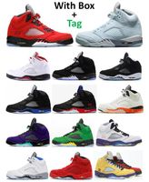 Wholesale 5 Blue Bird Raging Bull Oreo Black Metallic Reflect Basketball Shoes Men s Fire Red Concord Shattered Backboard Racer Blue Stealth Alternate Grape Suede Sneakers