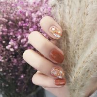 Wholesale Nail Patch Finished Product Wear Nail Pumpkin Halo Dye Short Fake Removable Pieces