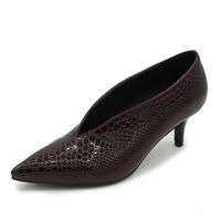 Wholesale Dress Shoes Snake Pattern Women High Heels Patent Leather Wine Red V Mouth Single Fine Heel Pointed Sexy Work Cat Women s
