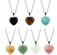 Wholesale Natural Love Heart Necklaces Pendants for Lover Gem Stone Pink Quartz White Crystal Healing Necklace Charm Jewelry