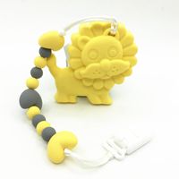 Wholesale Pendant Necklaces BPA Free Grade Silicone Baby Teether Toy Loose Beads With Large Lion Necklace