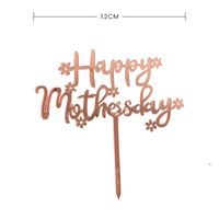 Wholesale happy mothers day cake topper acrylic rose gold best mom ever birthday party cake decoration mother s day bakery supplies DWE5024