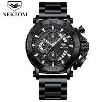 Wholesale Wristwatches Top Luxury Men s Watch Stainless Steel Quartz Chronograph Watch Men s Business Casual Chronograph Waterproof Wristwatch Gif