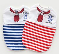 Wholesale Dog Apparel Navy Spring Summer Clothes Vest Red Bow Tie Striped Cotton Pet Cat Supplies