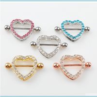 Wholesale Navel Bell Button Rings Jewelryd0985 Colors Nice Heart Style Nipple Ring Pink Color Stone Piercing Body Jewelry Drop Delivery