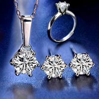 Wholesale NYMPH Moissanite Pendant Earrings Ring Set ct Points D Color Round Sterling Silver Fine Jewelry Wedding Gift