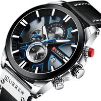 Wholesale Wristwatches Top CURREN Men Watch Big Dial Men s Fashion Sport Chronograph Luminous Design Man Wristwatch Leather Band Reloj