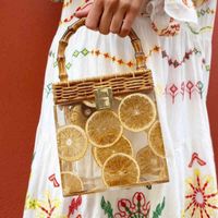 Wholesale Fashion Bag Tote Wood Handle Acrylic Transparent Box s for Women Autumn Branded Handbags Trending Luxury Travel Hand Hu461