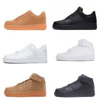 Wholesale Top Quality FORCES Mens Low Skateboards Shoes One Unisex Knit Euro Chaussures Airs High Women All White Triple Black Wheat Red Designers Outdoor Sports Trainers