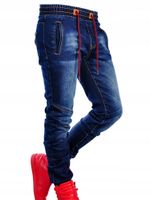 Wholesale Men s Jeans Autumn Winter Fashion Trends Straight Denim Trouers Classic Style Patchwork Pants Elastic Waistband Slim