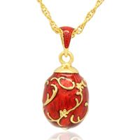 Wholesale Pendant Necklaces Flowers With Red Enamel Faberge Eggs Suitable For All Brands Of Women s Jewelry Gift