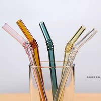 Wholesale NEWDrinking Straws glass Reusable Straws Metal Drinking Straw Bar Drinks Party wine Accessories MM RRB11555