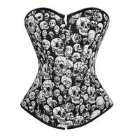 Wholesale Bustiers Corsets Skull Plus Size Burlesque Costumes Pattern Corselet Overbust Bustier Top Lingerie Vintage Exotic Clothing